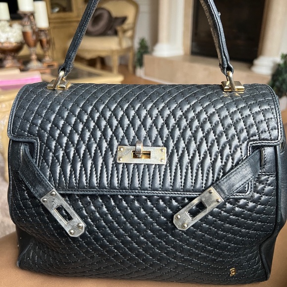 Bally vintage bag Hermes style. Made in Italy. Quilted Calf leather.10.5 X 9.